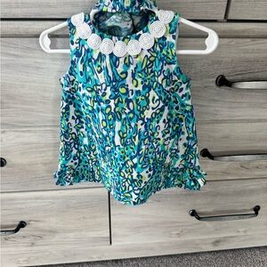 Colorful Sleeveless Top with White Accents